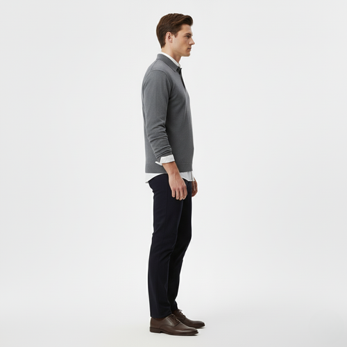 Men's Long-Sleeve Polo Sweater