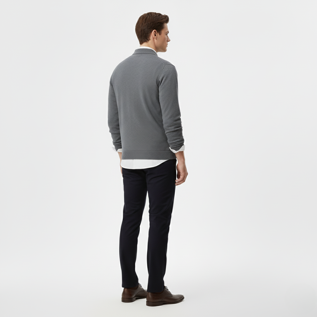 Men's Long-Sleeve Polo Sweater