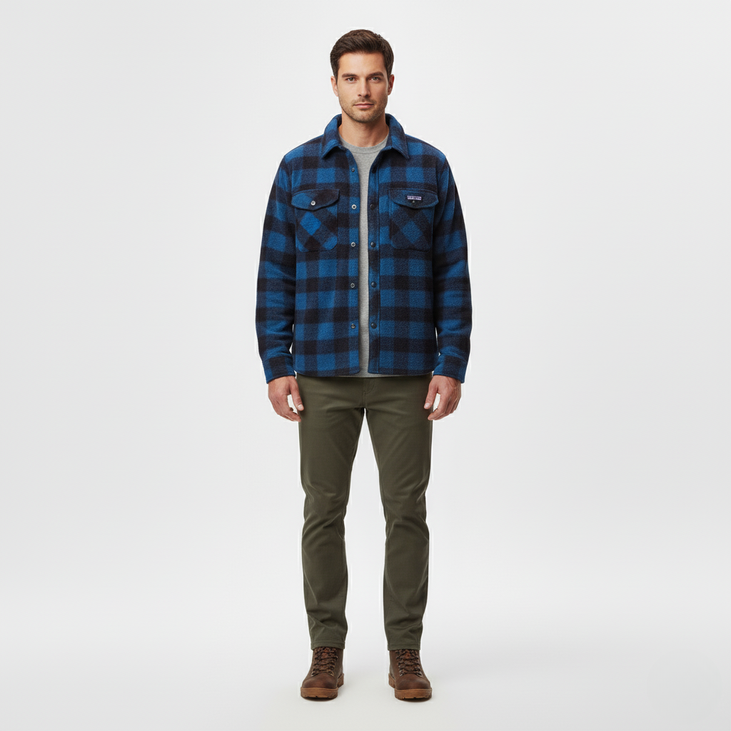 Men's Structured Checked Overshirt