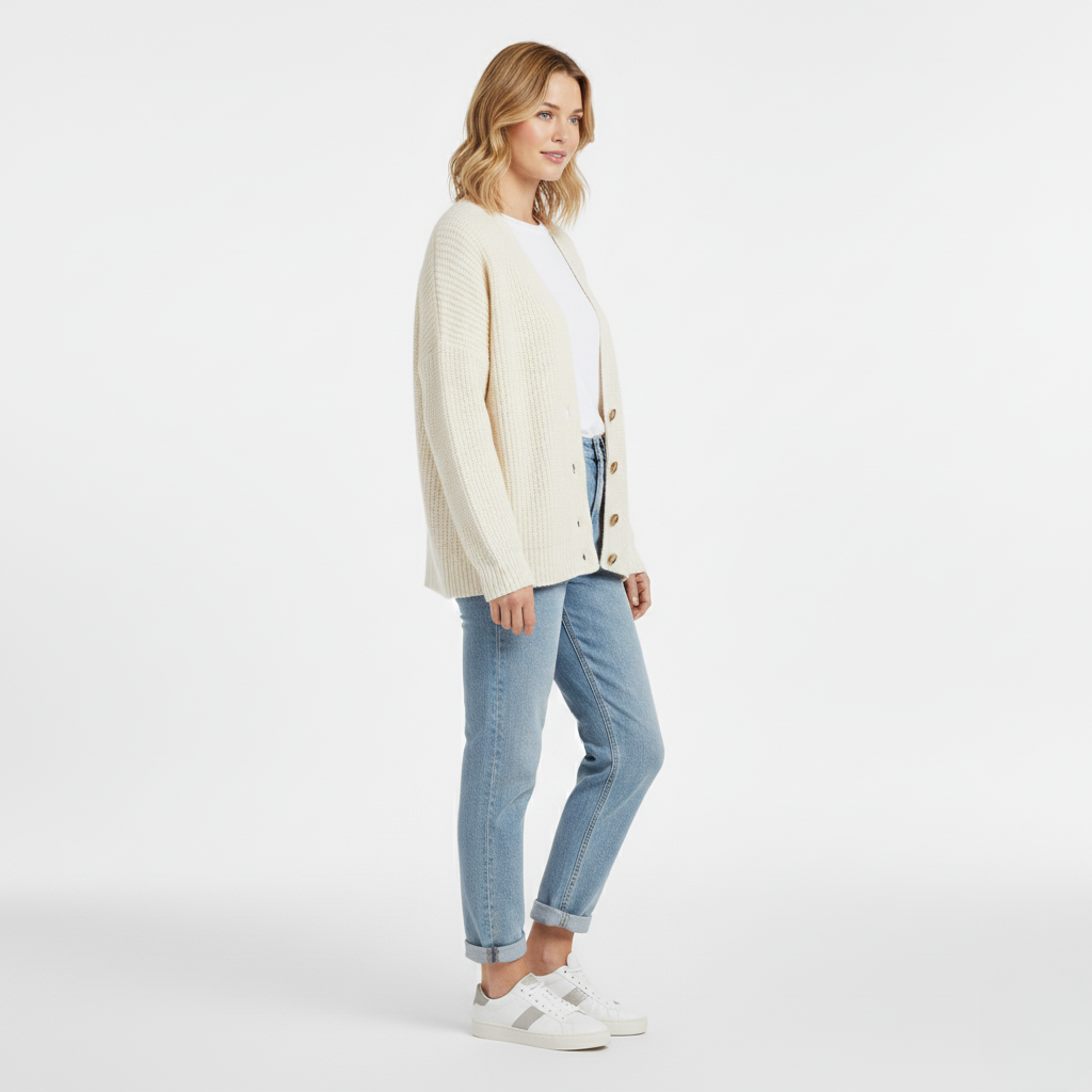 Women's Relaxed Button-Front Knit Cardigan