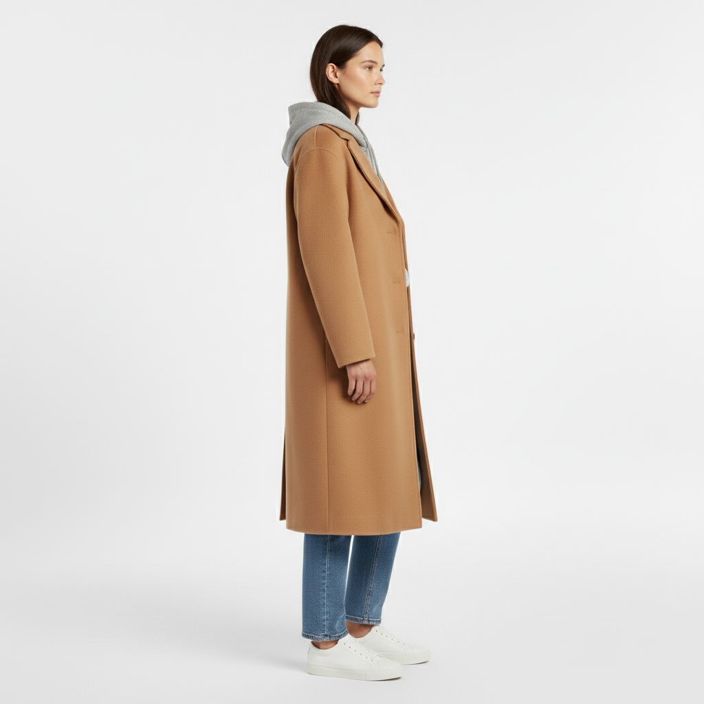Women's Long Wool-Blend Lapel Coat