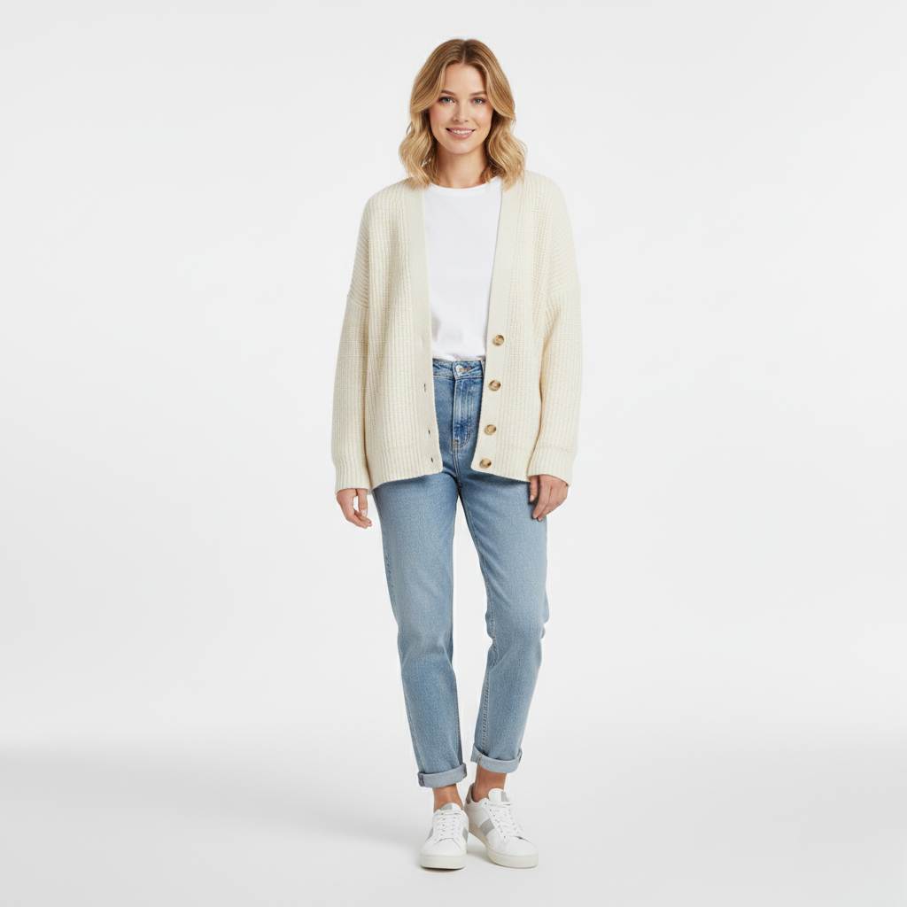 Women's Relaxed Button-Front Knit Cardigan