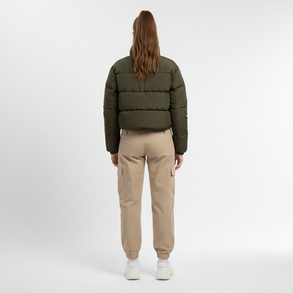 Women's High-Collar Cropped Puffer Jacket