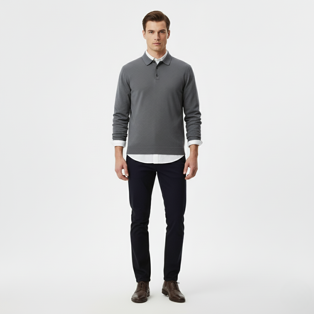 Men's Long-Sleeve Polo Sweater