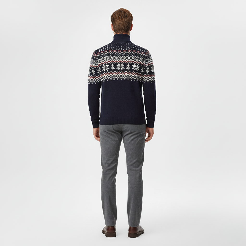 Men's Fair Isle Turtleneck Knit Sweater