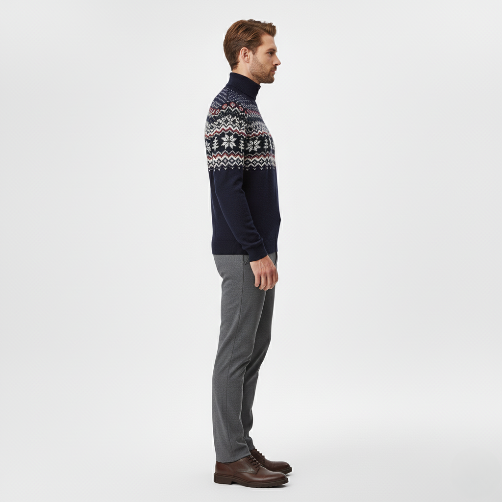 Men's Fair Isle Turtleneck Knit Sweater