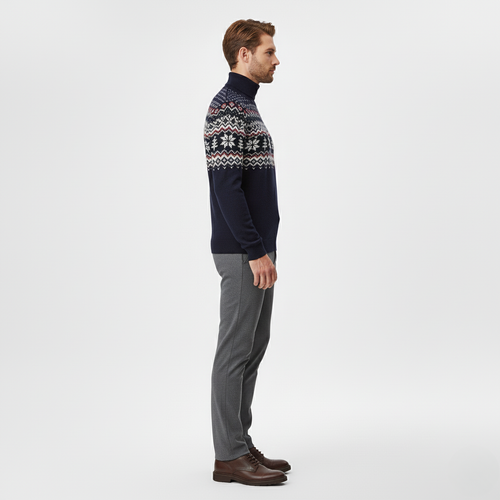 Men's Fair Isle Turtleneck Knit Sweater